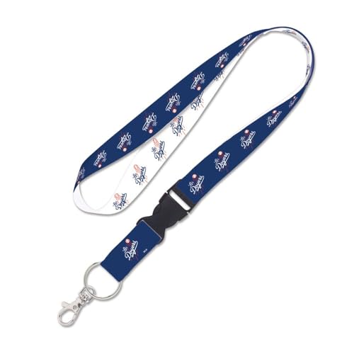 Cordon Los Angeles Dodgers WinCraft bleu et blanc avec boucle détachable de 2,5 cm
