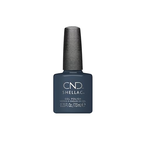 CND Shellac Gel Nail Polish, Long-lasting Nail Paint Color with Curve-hugging Brush, 226 Denim patch, 0.25 fl oz