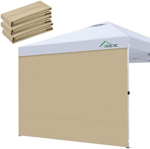 Acepic 3 Stück Seitenwände für Pavillon 3x3M, Pavillons Seitenwand für Gartenpavillon und Faltpavillon mit Klettverschluss, 210D Wasserdicht, Weiß, Ohne Vordach (Khaki, 3 * 3m)