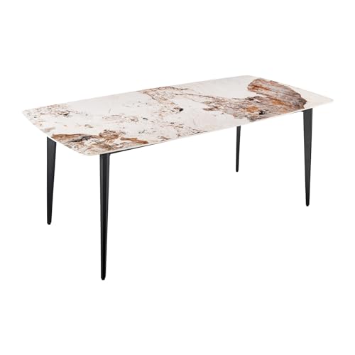 Riess Ambiente Moderner Esstisch Milano 160cm weiß marmoriert Naturstein Keramik Schwarze Metallbeine Esszimmertisch Küchentisch Tisch