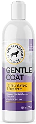 Dr. Boe's Veterinary Essentials GentleCoat Tearless Shampoo and Conditioner – Puppy and Kitten Soap-Free Formula – Grooming Supplies – All Natural, Aloe Vera & Gentle Proteins – 16 Fl Oz.