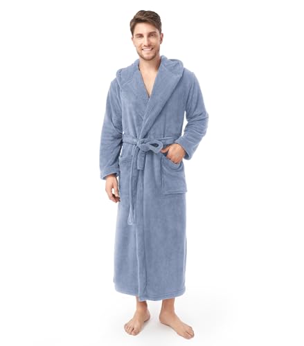 Image of DAVID ARCHY Men's Soft Fleece Plush Robe Full Length Long Bathrobe