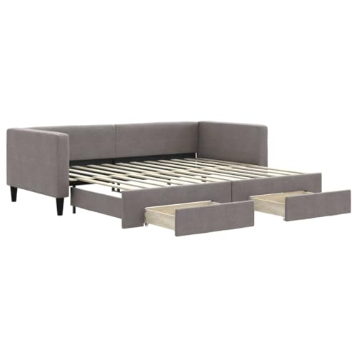 vidaXL Tagesbett, Sofabett Ausziehbar mit Schubladen, Gästebett Schlafsofa für Schlafzimmer Wohnzimmer, Sofa Ausziehbett, Taupe 90x200cm Stoff
