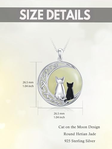 Jade Necklace for Women Sterling Silver Round Cat/Hummingbird/Dragonfly/Butterfly/Bee Natural Jade Jewelry Birthday Christmas Gifts Women Mom Wife Grandma4