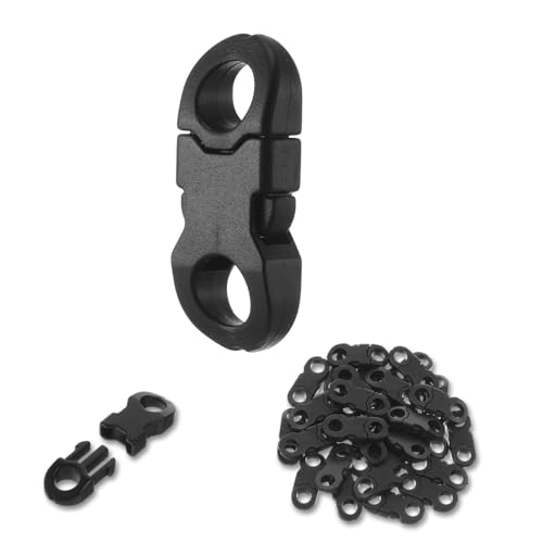 30 Stück Gurtschnalle Rucksack Schnalle 6 mm Schnallen und Verschlüsse Schwarz Paracord Zubehör Schnellverschluss Steckschnalle für Kamera Hundeleine Rucksack