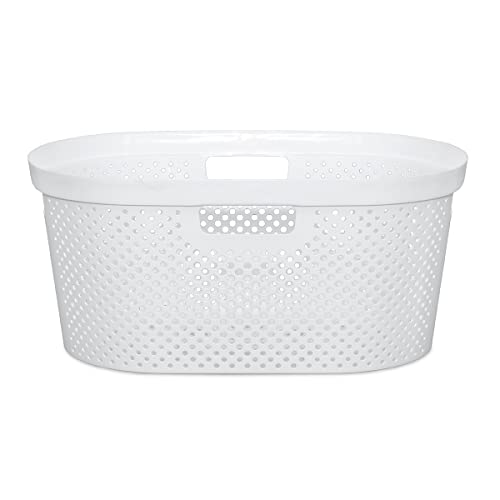 Clorox Laundry Basket Plastic - Portable Clothes Hamper With Handles - Short Storage Bin For Bedroom And Baby Nursery, 1 Bushel, White #TOP6