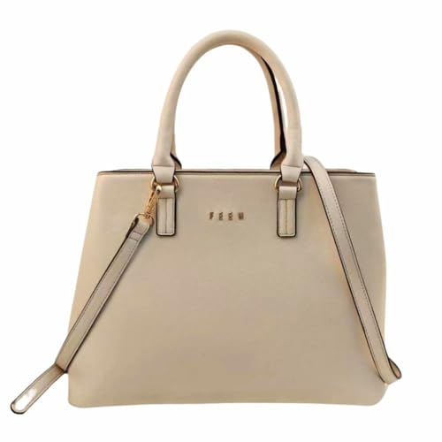 Bolsa Tiracolo Feminina, 32,2 x 15,2 x 23,7 cm, Alça Ajustável, PU, Dourado Vanessa 113 (Areia)