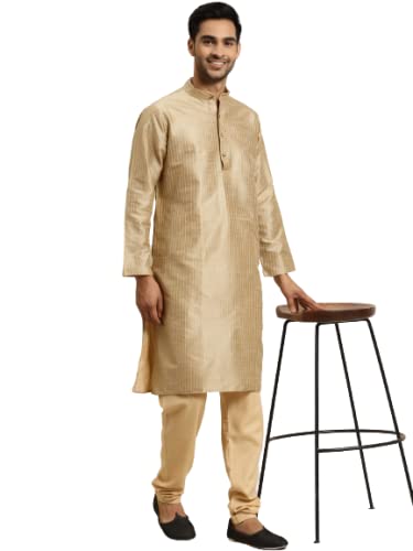 Image of SOJANYA Men's Jacquard Silk Long Kurta - Diwali Celebration Ethnic Wear for Men