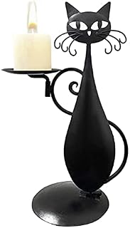 Black Cat Candle Holder, Metal Iron Crafts Candlestick Stand, Decorative Candlestick Holder for Birthdays, Dining Rooms, Party, Fits Most Candle, Ornament Accessory