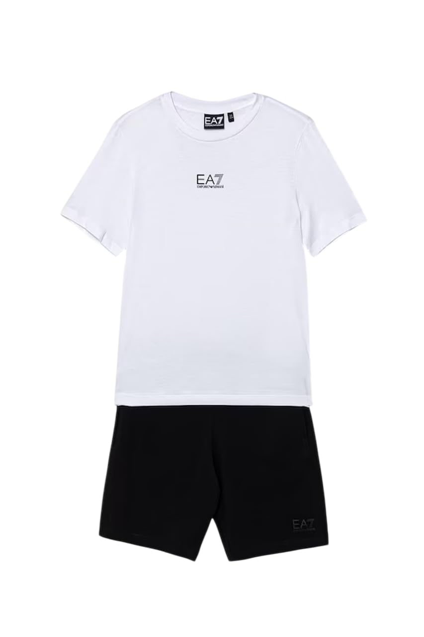 EA7 Emporio Armani Completo da ragazzo Core Identity composto da t-shirt e pantaloncini in jersey di cotone 7B000294AF10378 8033921006204-14A