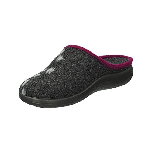 Rohde Damen Hausschuh Filz Pantoffel süße Tupfen Bari 6551, Größe:39 EU, Farbe:Grau
