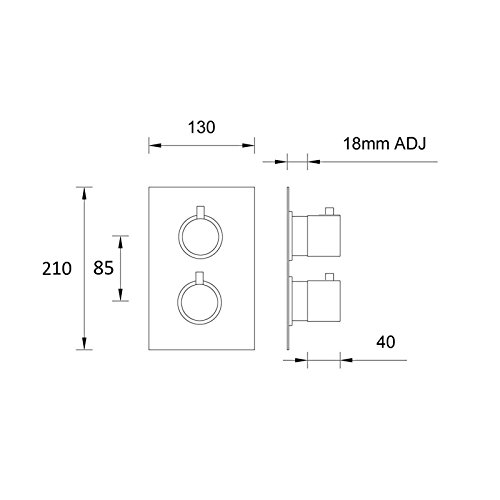 ENKI grifo mezclador válvula termostática oculta cilíndrico 2 salidas redonda