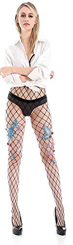 Image of Ulalaza Sparkle Hollow Out Letter Nude Colorful Rhinestone Hot Drilling Fishnet Pantyhose Tights for women Luminous