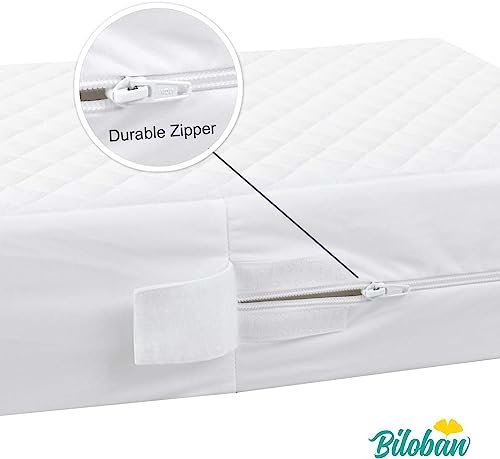 Image of Zippered Crib Mattress Protector Waterproof, 6-Sided Encasement,White