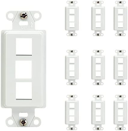 On-Q WP3413WH10 High Impact Flame Retardant Plastic 3-Port Decorator Outlet Strap, White, 10 Count