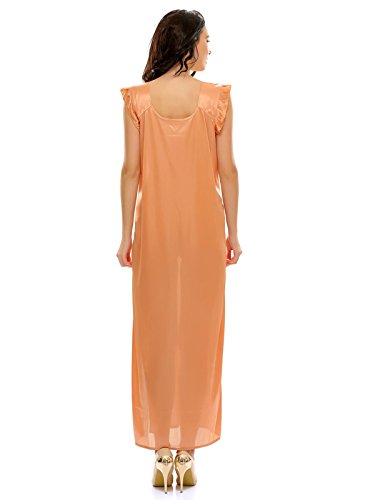 Clovia Women's Cotton Standard Length Regular Fit Long Nightdress (Nsm282P24O_Beige_Free Size - Image 2