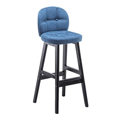 Tabourets de bar de cuisine bleu 65 cm avec pieds noirs et bois