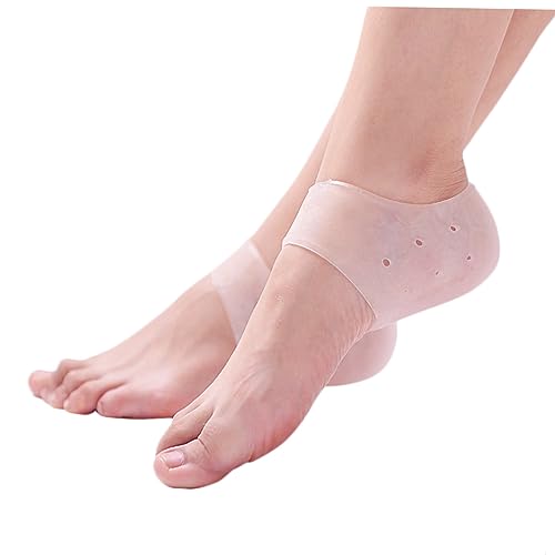 NOLITOY White Silicone Gel Heel Socks Plantar Foot Care Compression Relief Moisturizing Anti-Peel Stretchable