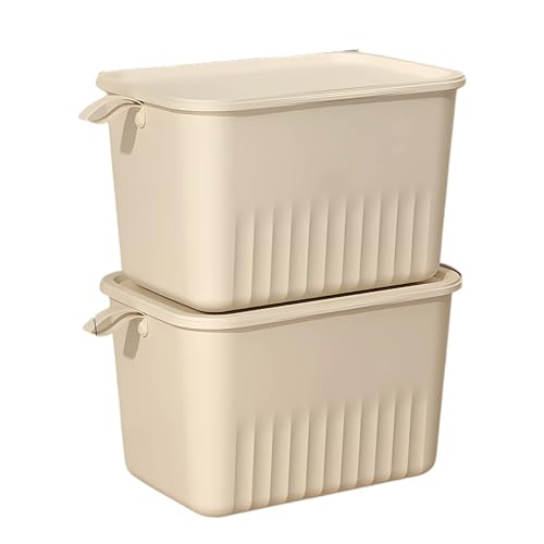 Image of KREPS Multi Purpose Plastic Storage Bins Stackable Organizer Boxes with Lids, Stackable Crates for Home & Kitchen, items like books, clothes, snacks, toys. (Pack Of 2, Large - 35 X 24 X 22 CM)