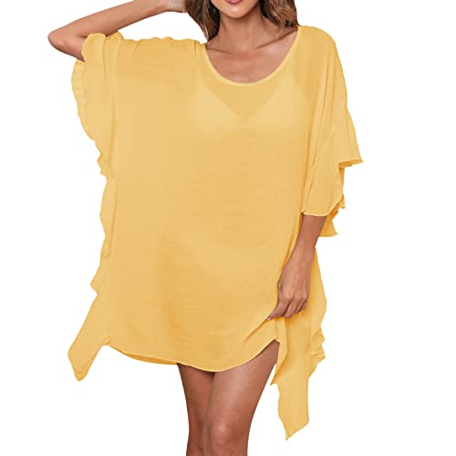 QWUVEDS Pareos & Strandkleider Für Damen Kleid Eng Kurz Ohne Ärmel...