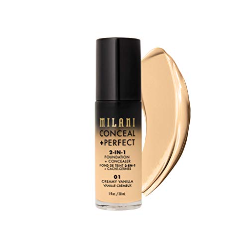 Milani Conceal + Perfect 2-In-1 Foundation + Concealer - Creamy Vanilla (1 Fl. Oz.) Cruelty-Free Liquid Foundation - Cover Under-Eye Circles, Blemishes & Skin Discoloration For A Flawless Complexion #TOP9