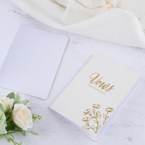 GORGECRAFT 2Pcs Leather Wedding Vow Books with Gold Foil Lettering and Flower 3.9x5.2 Inch Wedding Vow Booklets Wedding Guestbooks Wedding Ceremony Essentials for Wedding Day Ceremony - Image 4