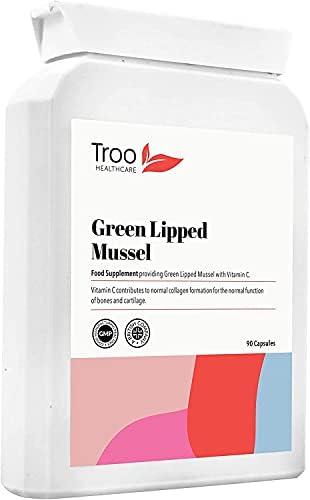 Green Lipped Mussel Supplement 500mg - 90 Capsules - High Grade New Zealand Sourced Green Mussel Extract Enhanced with Vitamin C for Collagen Formation Joint and Bone Support - Co2 Extracted for Maximum Lipid Content - No Fillers