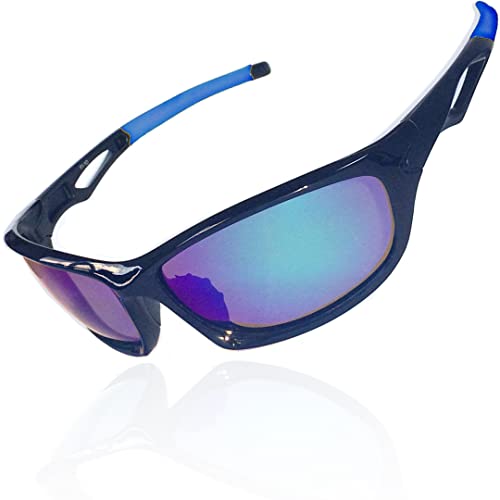 冒険王 ミラー 偏光 サングラス スタイリッシュ シルバーミラー 軽量 アウトドア スポーツサングラス つり ファッション BB-1L(BlueMiller)