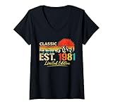 Photo Gallery donna classic est. 1981 limited edition vintage year 1981 birthday maglietta con collo a v Photo Gallery donna classic est. 1981 limited edition vintage year 1981 birthday maglietta con collo a v