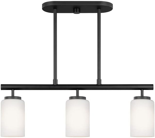 Generation Lighting 66160-112 Oslo Three - Light Island Pendant Hanging Modern Fixture, Midnight Black, 100 Total Watts, 9.5 Inch Height, 4 Inch Wide, Steel Construction