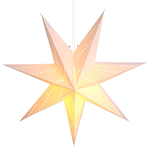 Homoyoyo Papierstern Beleuchtet zum Aufhängen, 3D Leuchtstern Fenster mit LED Lampe,Faltbarer Leucht Papierstern, 50cm beleuchteter Stern Weihnachts Fenster Deko Cover