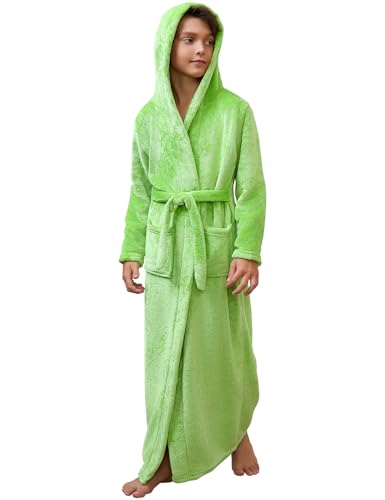 Image of Jxstar Girls Bathrobes Kids Long Hooded Robes Plush Full Length Coral Fleece Pajamas Sleepwear