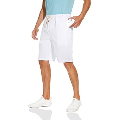 Boisouey Men's Linen Casual Classic Fit Short Summer Beach Shorts - Image 5