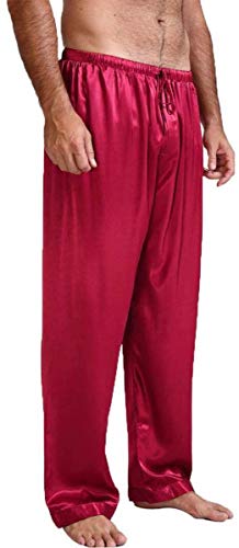 Men's Satin Pajama Pants, Sleepwear Long Pajama Bottoms with Drawstring Loungwear Pjs Pants