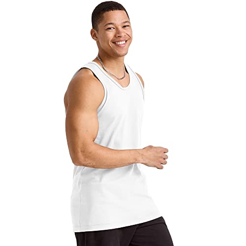 Hanes Men's Essentials Top Pack, Midweight Cotton Tanks, Sleeveless Shirts, 3-Pack, White by Hanes - Used condition - Image 5