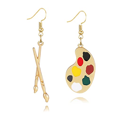 Coadipress Artist Paint Palette And Paint Brush Earrings For Women Girls Unique Colorful Enamel Painter Artist Dangle Drop Art Paint Pallet Pendant Earrings Jewelry Gifts (Crystal Palette Brush) #TOP7