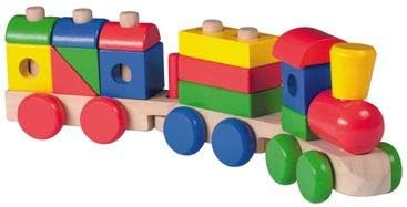 JouécoHolzzug Steckspielzeug für Kleinkinder unterstützt das spielende Lernen von Motorik und Farben