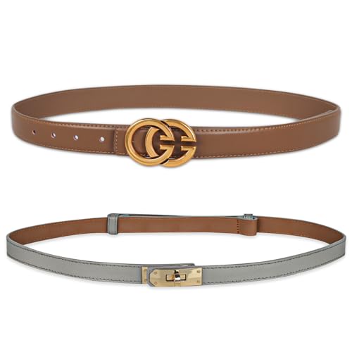 Image of Aurolran Women's Leather Belt with Buckle - Ideal for Dresses, Jeans, and Coats
