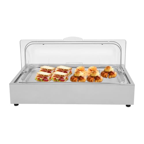BOPRCSH Ice Food Serving Display Tray with Clear Cover, 6L/1.59Gal Cooling Food Dishes Display Plate Case with Lid, Countertop Food Serving Display Container for Seafood Fruit Party Buffet Tray