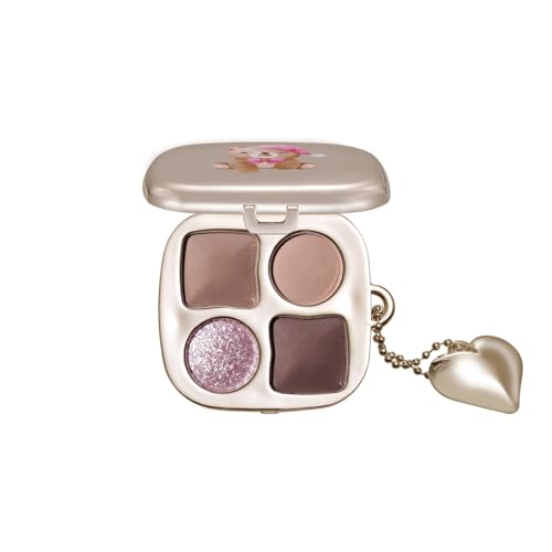 Paleta de Sombras de Ojos 4 Colores Mate y Brillo, Sombras de Ojos Marrones de Alta Pigmentación para Mujer, Maquillaje Impermeable y Duradero para el Día a Día (4)
