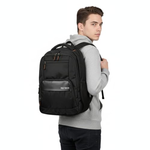 Image of Half Moon Apex 35L Spacious Laptop Backpack for Men & Women | Water Resistant College & Office Bag with AUX /Headphone Port | Tear-Resistant Tech Backpack (Fits Up to 15.6 Inch Laptop) (Black)