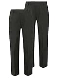 2PK Boys Elasticated Waist Regular Fit School Trousers Black Grey Navy Blue 3-18 Years