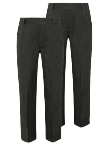 Listers Schoolwear - 2PK Boys Elasticated Waist Regular Fit School Trousers Black Grey Navy Blue 3-18 Years - -9%