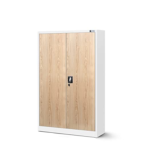 Jan Nowak Aktenschrank C001K Metallschrank Büroschrank Werkzeugschrank 3 Fachböden Stahlblech Flügeltüren Pulverbeschichtung 140 cm x 90 cm x 40 cm (Weiß/Holzoptik) Jan Nowak Aktenschrank C001K Metallschrank Büroschrank Werkzeugschrank 3 Fachböden Stahlblech Flügeltüren Pulverbeschichtung 140 cm x 90 cm x 40 cm (Weiß/Holzoptik)