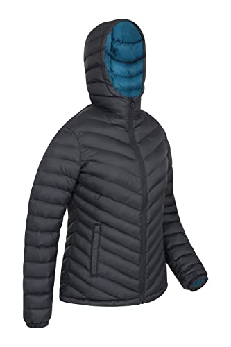 Mountain Warehouse Chaqueta Acolchada Seasons para Mujer - Abrigo Resistente al Agua para Mujer, Bolsillos Delanteros, puños y Capucha Ajustables, Invierno Negro Jet 42 Cover