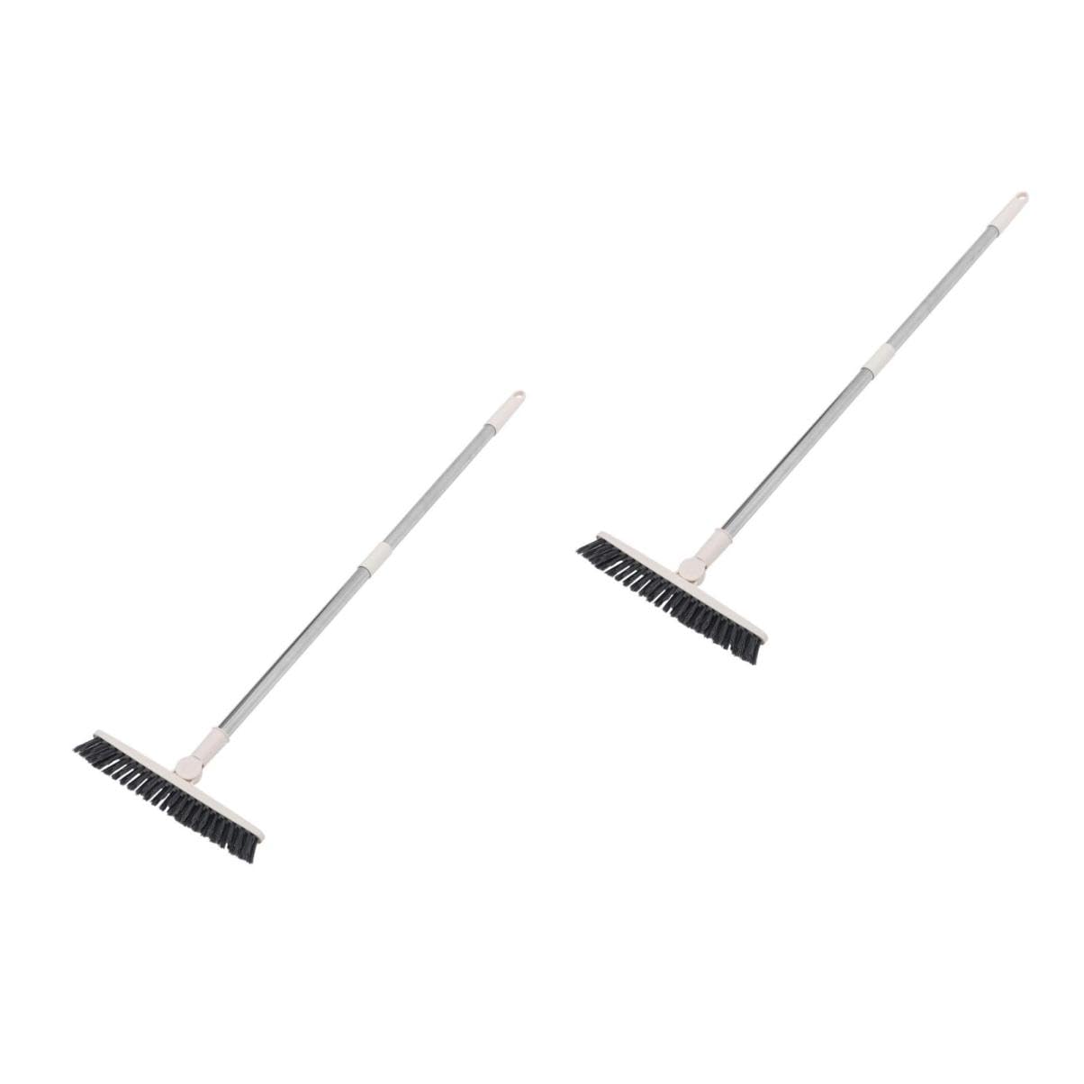 SHERCHPRY 2 Piezas Cepillo de Limpieza para Grietas de Suelo con Mango y Cabeza Herramienta Multiusos para Fregar y Azulejos para Ranuras y Difíciles de