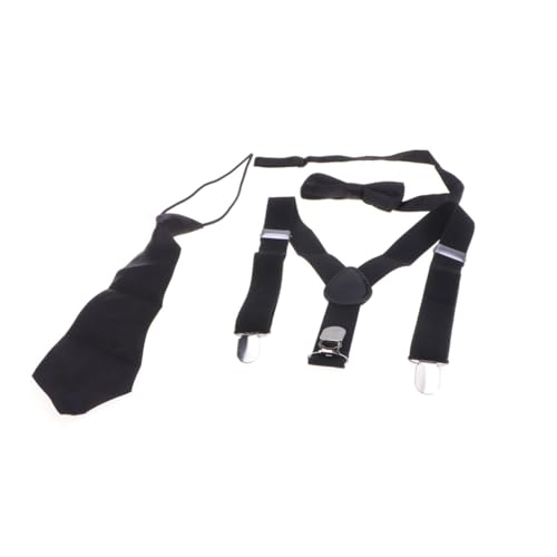 WOFASHPURET Elastic Children's Bow Tie Tie Set Boys Suspenders Solid Color Neckties Comfortable Easy to Wear