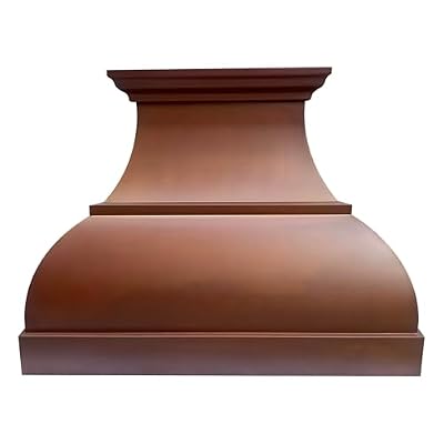 CT Copper Tailor Copper Vent Hood Island Mount,36'' W,27''H, 600 CFM Exhaust Fan,Stainless Steel Vent,LED Light,Dishwasher-Safe Baffle Filters,Fired Patina,CT-VH01TR1
