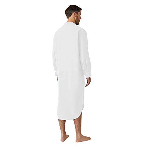 FUISSE Muslim Clothes for Men Thobe Cotton Dubai Arabic Jubba Islamic Thobe Big and Tall Soft Kaftan Galabeya Monk Robes2