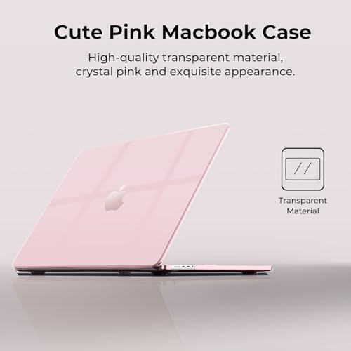 EooCoo Case Compatible with MacBook Pro 14 inch 2026-2021 M5-M1 Pro/Max Chip, Hard Shell Cases with Keyboard Cover, Screen Protector - Cute Crystal Pink